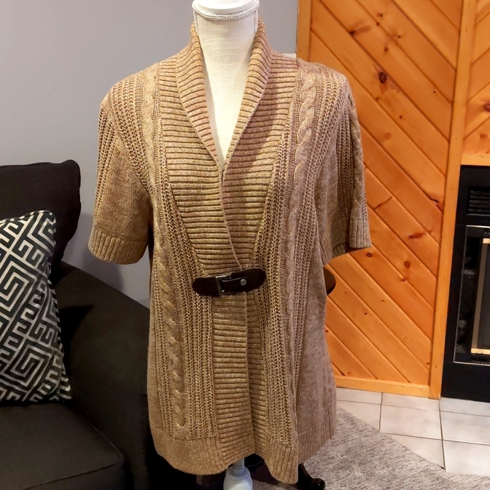 Christopher & Banks button front short sleeve cardigan sweater size XL